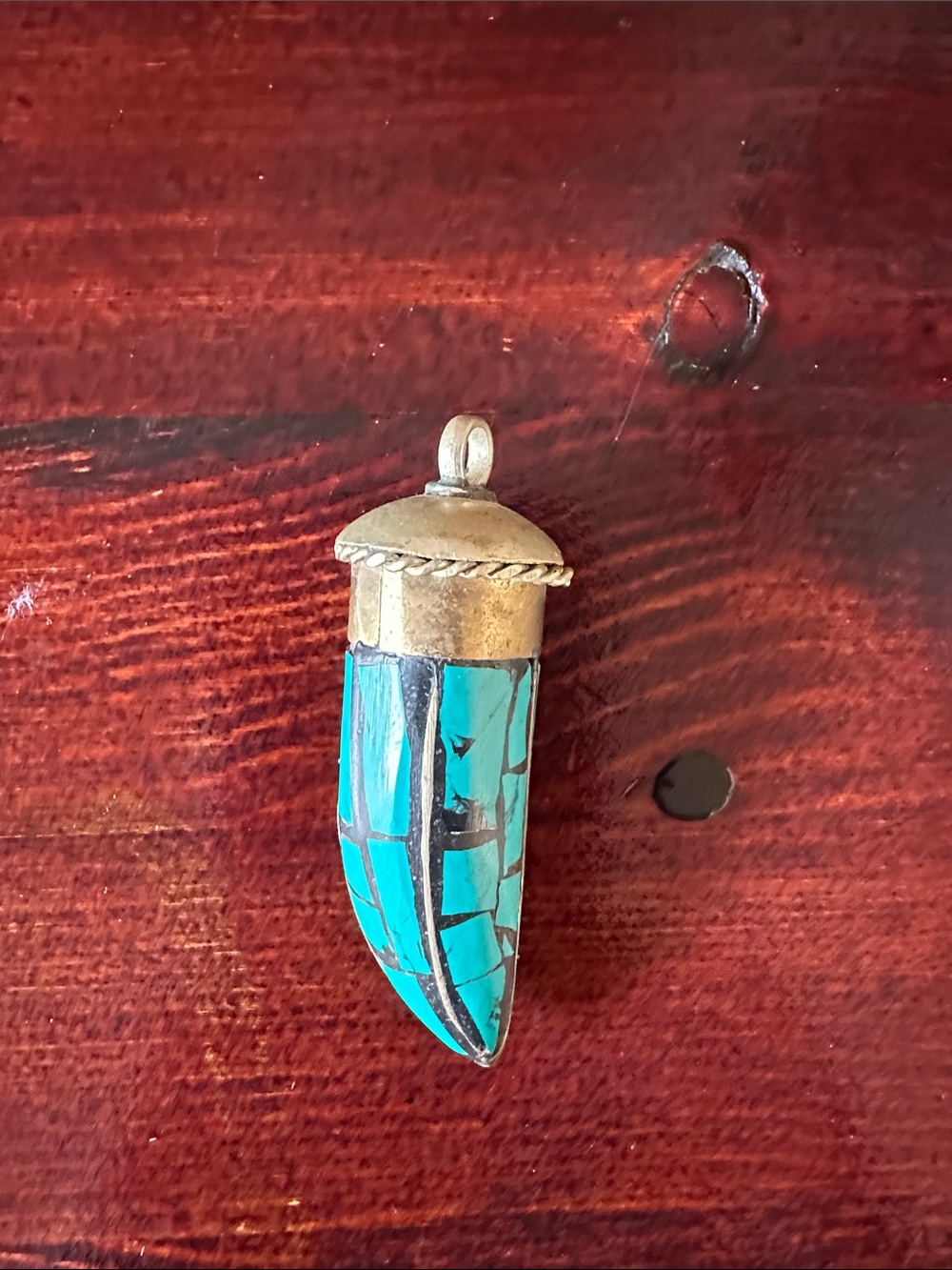Turquoise Inlay Tooth Pendant Necklace Charm